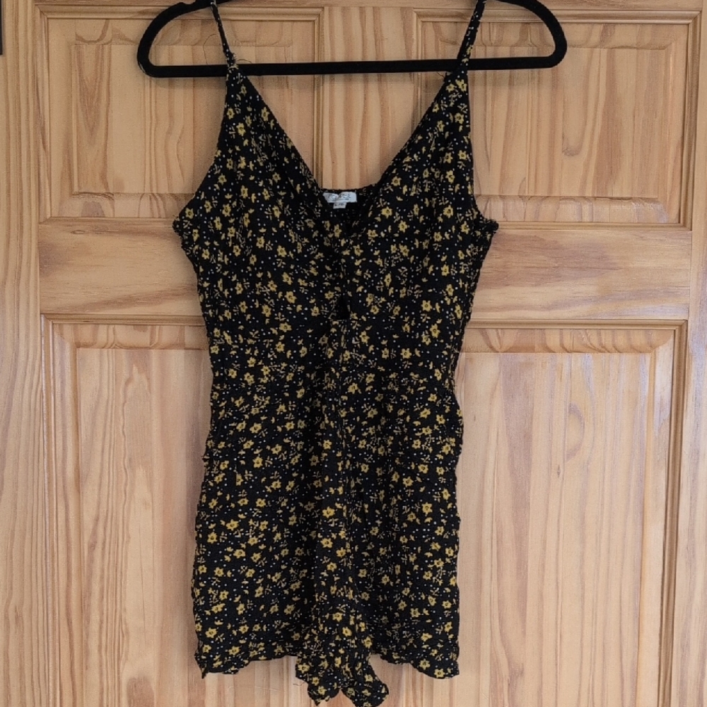Eclipse Black and Yellow Floral Romper